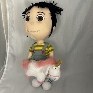 Despicable Me 15” Plush Agnes Holding Fluffy Unicorn Universal Studios Stuffy